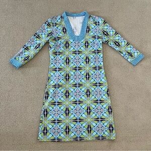 J. McLaughlin Gisel Tunic Dress in Blue/Green Catalina Cloth